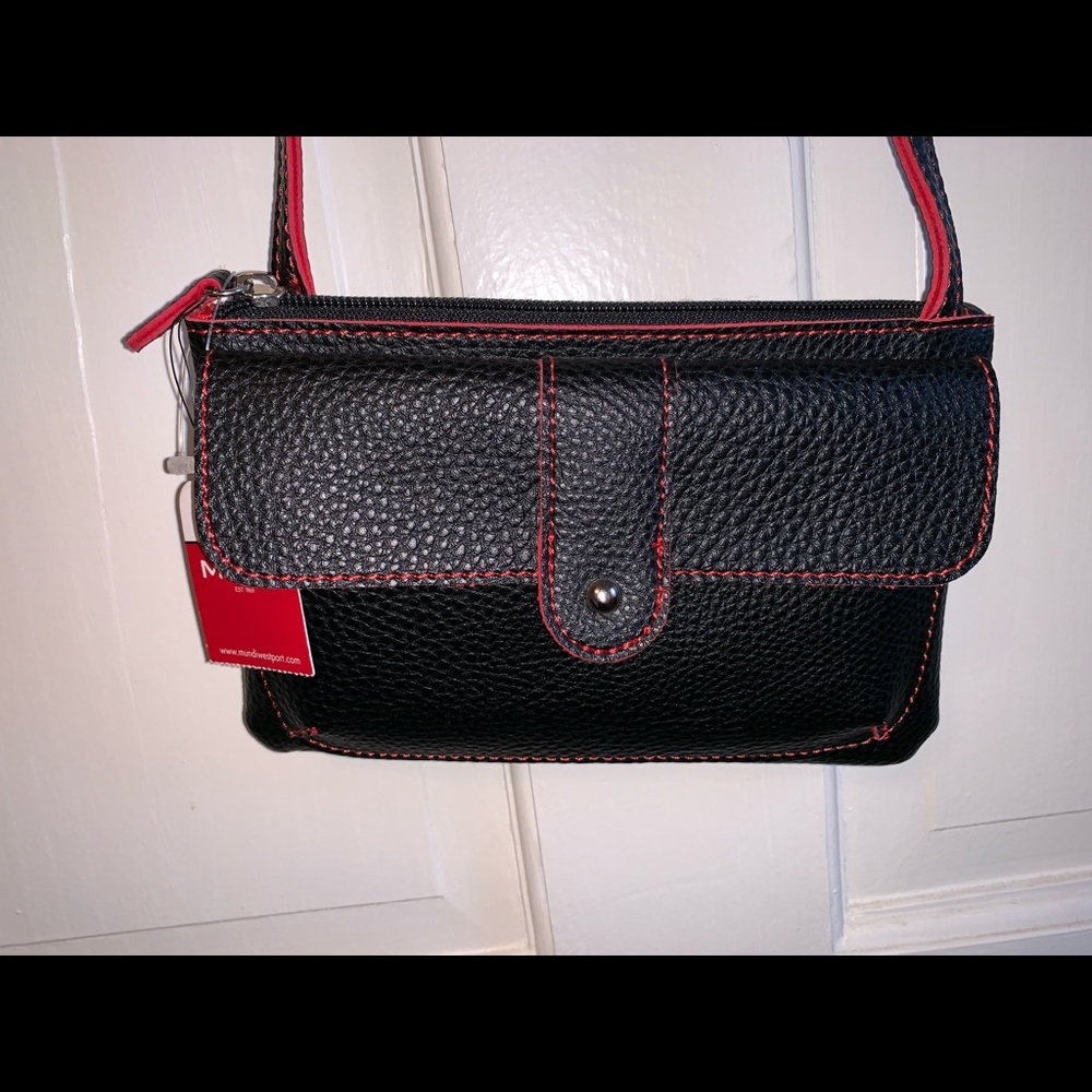 Mundi red & black crossbody bag